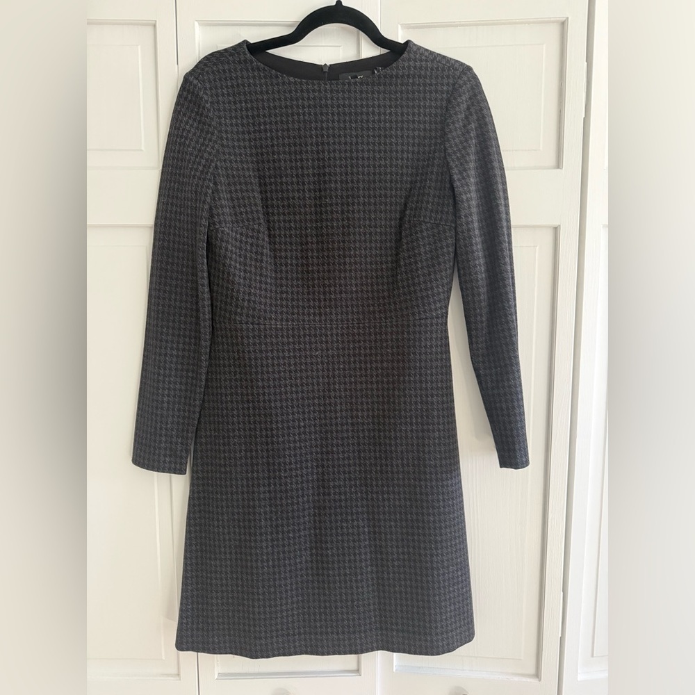 Theory Dress | Kamelina Long-Sleeve Houndstooth Dress | Size 6